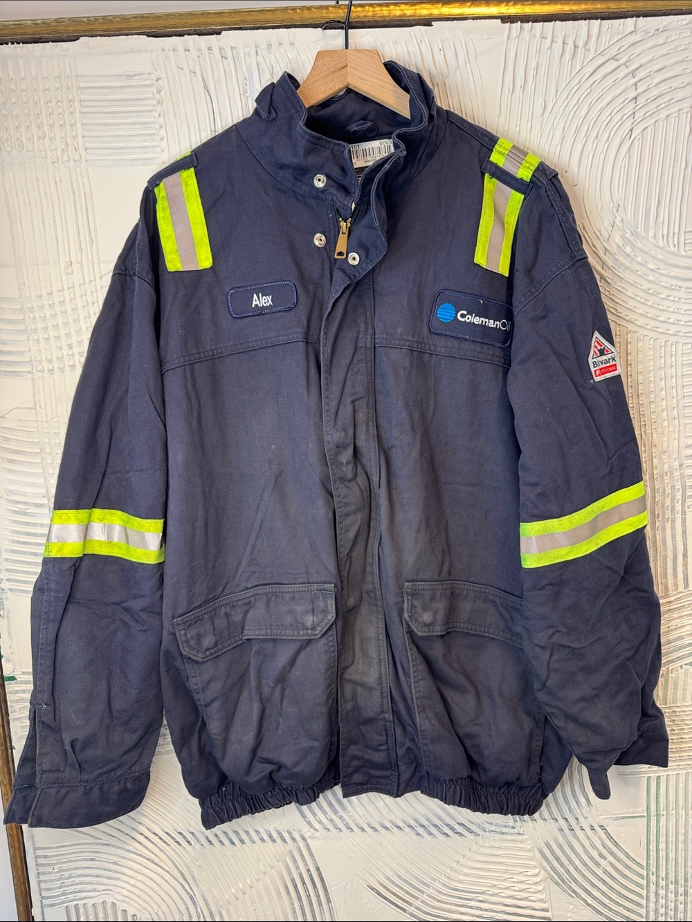 Coleman Fire Resistant Dark Blue High-Visibility Work Jacket, Reflective Stripes
